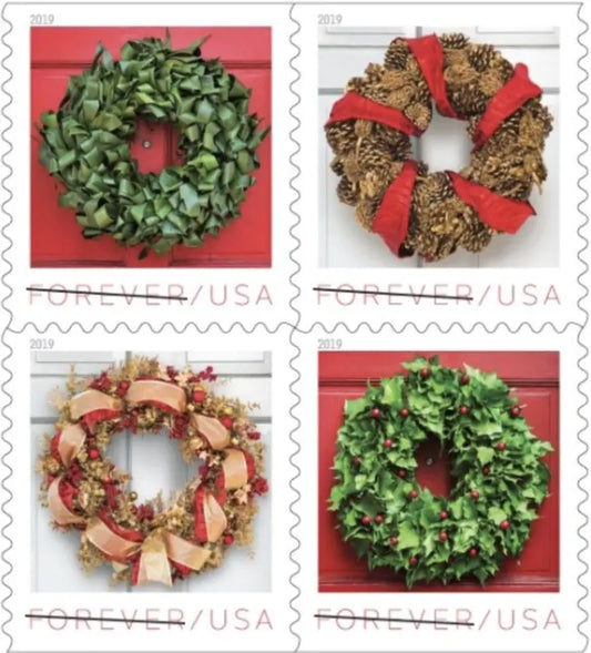 Christmas 2019 Seasonal Holiday Wreaths  100pcs(5 sheets)