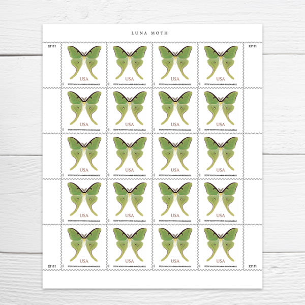 Luna Moth Stamps  Sheet of 20  Non-Machineable