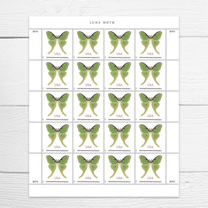Luna Moth Stamps  Sheet of 20  Non-Machineable