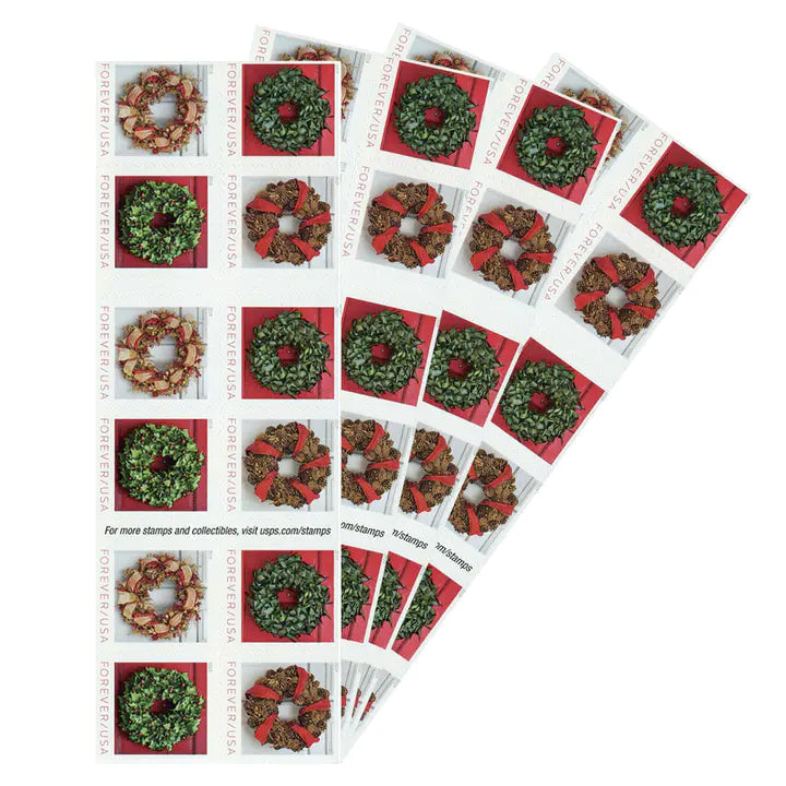 Christmas 2019 Seasonal Holiday Wreaths  100pcs(5 sheets)