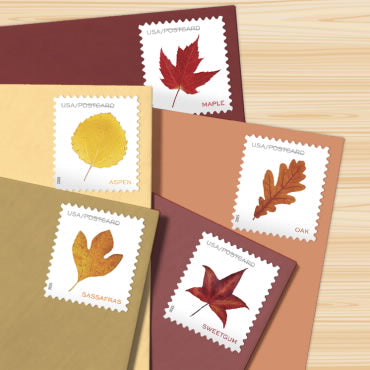 Vibrant Leaves postcard stamps-2025